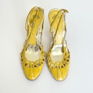 Fornarina Yellow Strappy Closed Toe Pumps Heels (RARE), Size 7 or 37